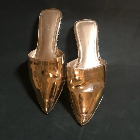 Shoe Republic Metallic Rose Gold Slip On Mule Y - Picture 1 of 8